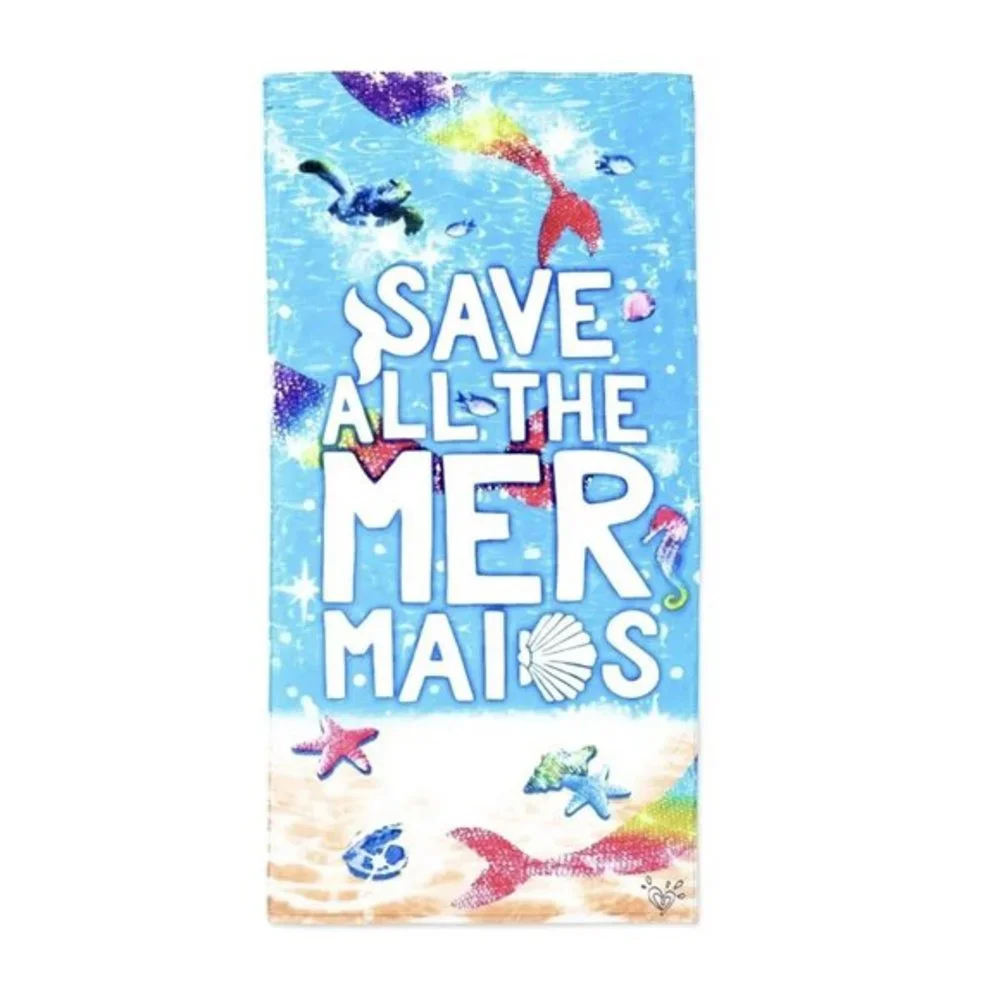JUSTICE GIRL’S TOWEL IN TOTE DRAWSTRING‎ BAG SET “ SAVE ALL THE MERMAIDS ”